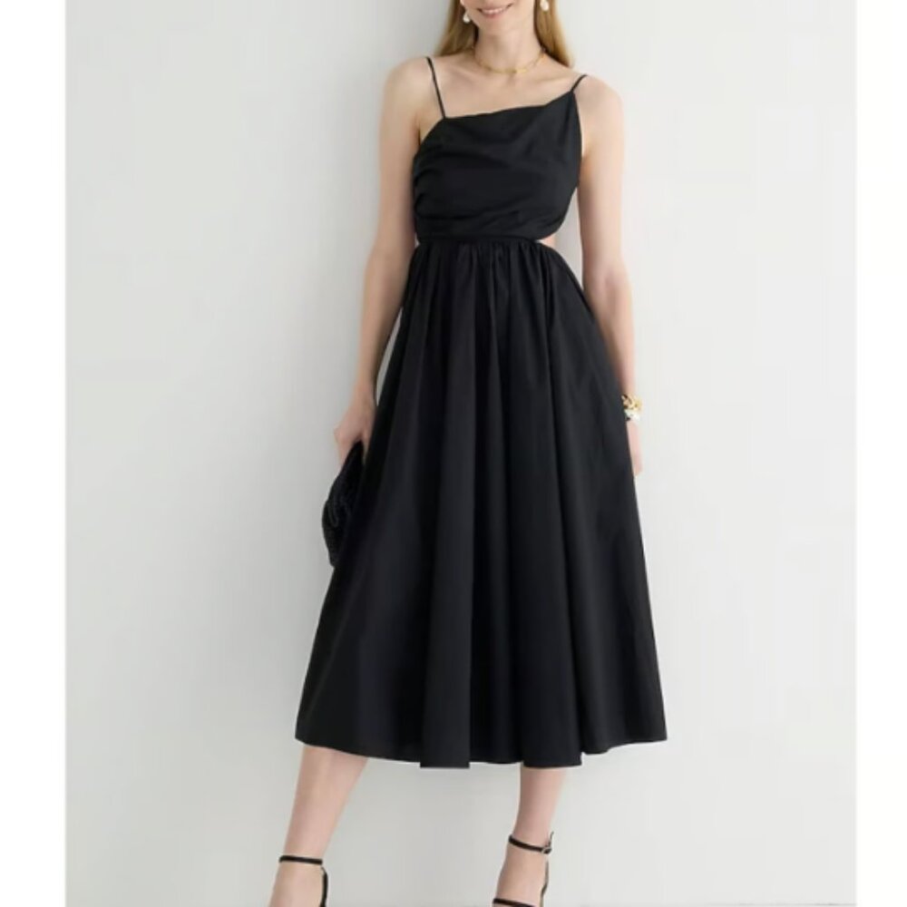 NWT J.Crew Collection side-cutout midi dress in cotton poplin, size 0